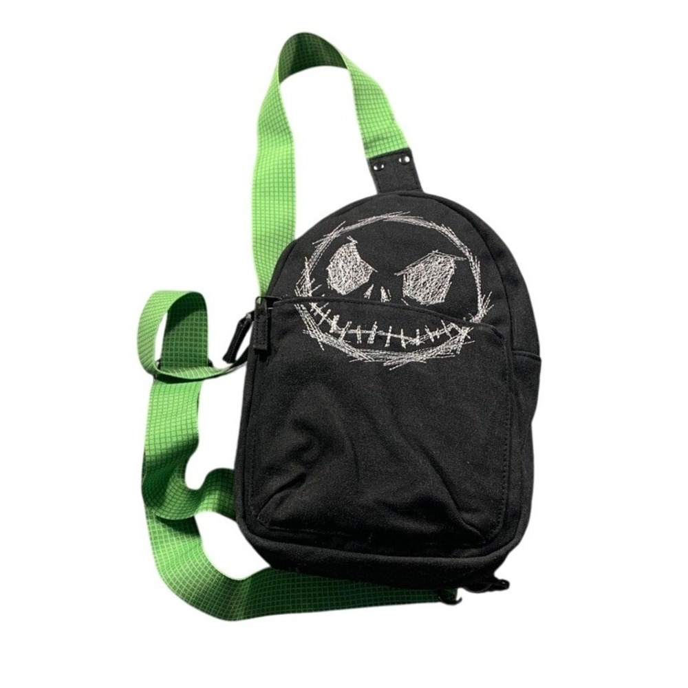 Disney Nightmare Before Christmas Jack Skellington Black Green Sling Backpack